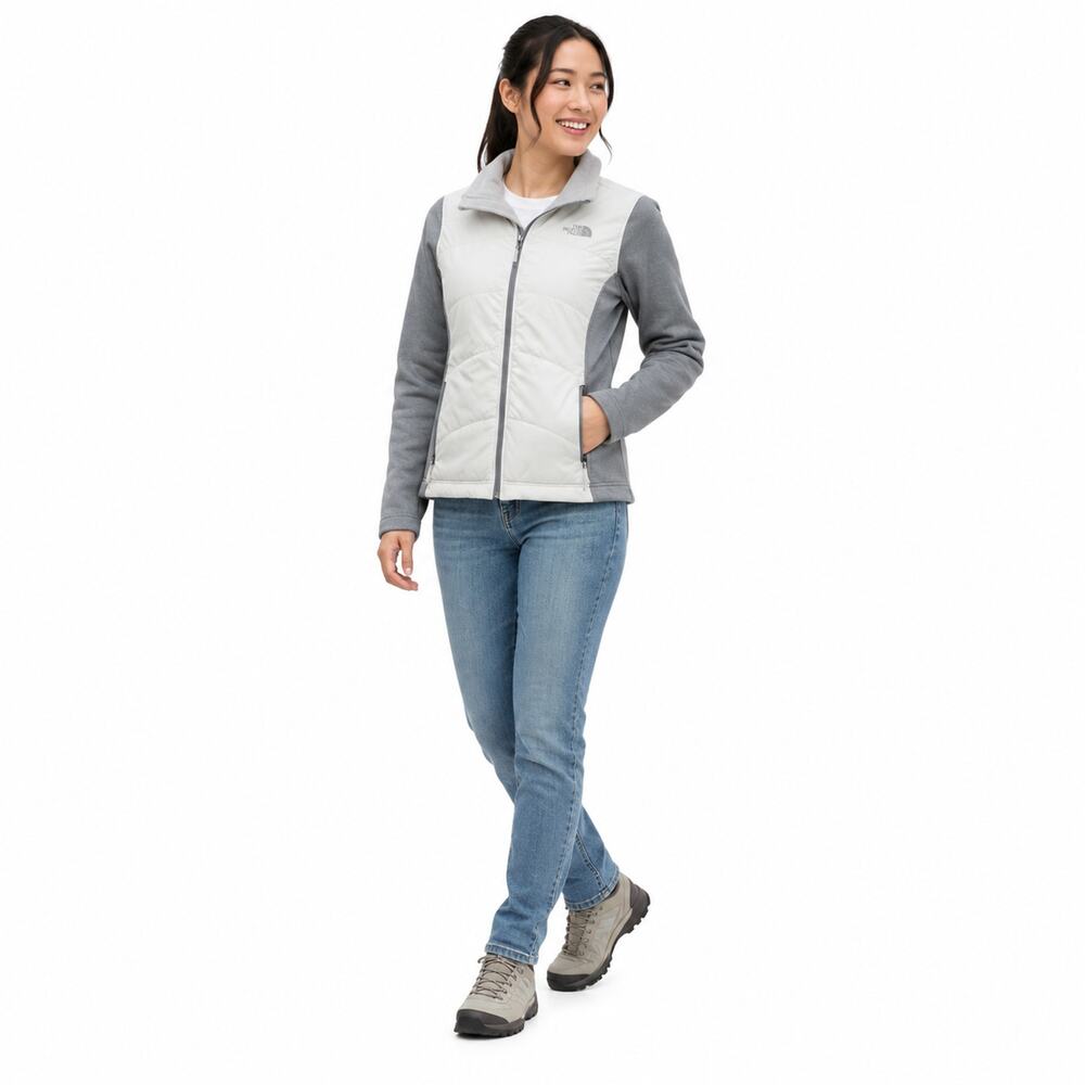 The North Face Quilted Full Zip Jacket Women's Medium White Gray Gorpcore Hiking